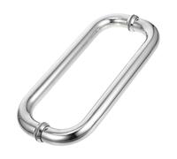 Sewroro Poignée de Porte Verre Poignée de Porte Encastrée en Acier Inoxydable 304 Argenté Forme en L Tube Rond de Salle de Bain