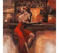 Sexy Lady Girl Femme en Jupe Rouge Mur Art Affiche Photo Imprimer Esthétique Figure Toile Peinture pour Bar Pub Décor 60x60cm Sans Cadre