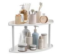 Sezanrpt Étagère d'angle à 2 niveaux en acrylique pour salle de bain, cuisine, chambre, bureau, salle d'étude - 24,1 x 24,1 x 20,3 cm - Blanc