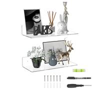 Sezanrpt Étagères en acrylique clair de 38 cm, étagères murales pour chambre à coucher, étagères de présentation murales pour objets de collection, Funko Pop, enceintes, plantes, lot de 2