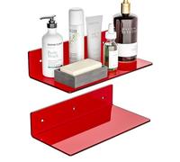 Sezanrpt Étagères murales rouges petites de 30 cm, étagères en acrylique pour salle de bain, étagères flottantes pour salon, lot de 2