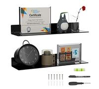 Sezanrpt Lot de 2 étagères en acrylique noir - 60 cm - Présentoir en plexiglas - Pour décoration murale, poupées, cosmétiques, parfums, livres, figurines d'action