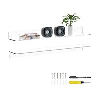 Sezanrpt Lot de 2 étagères murales flottantes transparentes de 91,4 cm pour plantes, radio, Funko Pop, livres, cadre photo, horloge, cosmétiques, articles de toilette