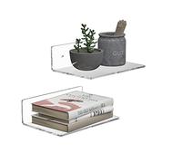 Sezanrpt Lot de 2 étagères murales transparentes de 22,9 cm, petite étagère flottante en acrylique pour mur, décoration de chambre, économie d'espace, organiseur d'articles