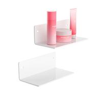 Sezanrpt Lot de 2 petites étagères murales en acrylique blanc de 20 cm pour décoration de salon, chambre à coucher, salle de bain, cuisine, salle à manger, magasin de marque