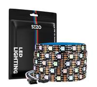 SEZO Ruban LED WS2815 RGB IC 12V 5M 60 LEDs/m Dimmable Couleurs de rêve Adressable individuellement Bande LED 5050SMD Double Signal Barre Lumineuse LED IP65 Étanche Noir pour le Bricolage