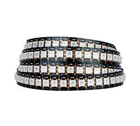 SEZO WS2812B ECO Ruban LED 1M 144 LEDs DC5V Adressables Individuellement SMD5050 Dream Color Bande LED Fils en Alliage IP30 Non étanche PCB Noir pour Projets de Bricolage Intérieur (WS2812E)