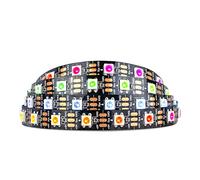 SEZO WS2812B ECO Ruban LED 1M 60 LEDs DC5V Adressables Individuellement SMD5050 Dream Color Bande lumineuse Fils en Alliage IP30 Non étanche PCB Noir pour Projets de Bricolage Intérieur(WS2812E)