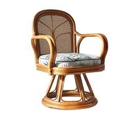 SFANIIX Chaise de Bureau Fauteuil en rotin indonésien Naturel de Style rétro, Fauteuil Rotatif, à Dossier, Salon, Table et chaises Balcon