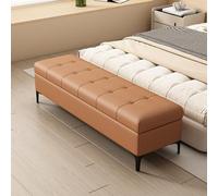 SFJATTA Banc de Bout de lit avec Rangement - Banc-Coffre en Similicuir avec charnières hydrauliques de sécurité - Banc rembourré pour Chambre, entrée et Salon(Orange,120 * 40 * 45cm)