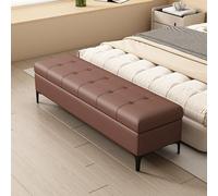 SFJATTA Banc de Bout de lit avec Rangement - Banc-Coffre en Similicuir avec charnières hydrauliques de sécurité - Banc rembourré pour Chambre, entrée et Salon(Brown,80 * 40 * 45cm)