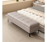 SFJATTA Banc de Bout de lit avec Rangement - Banc-Coffre en Similicuir avec charnières hydrauliques de sécurité - Banc rembourré pour Chambre, entrée et Salon(Gray,120 * 40 * 45cm)