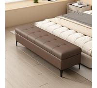SFJATTA Banc de Bout de lit avec Rangement - Banc-Coffre en Similicuir avec charnières hydrauliques de sécurité - Banc rembourré pour Chambre, entrée et Salon(Khaki,120 * 40 * 45cm)
