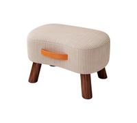 SFJATTA Banc Ottoman rembourré Cloud - Banc de Bout de lit en Velours côtelé Doux avec poignée en Cuir Portable - Repose-Pieds aux Angles arrondis pour Chambre, Salon et entrée(Wit)