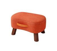 SFJATTA Banc Ottoman rembourré Cloud - Banc de Bout de lit en Velours côtelé Doux avec poignée en Cuir Portable - Repose-Pieds aux Angles arrondis pour Chambre, Salon et entrée(Orange)