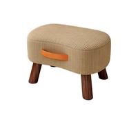SFJATTA Banc Ottoman rembourré Cloud - Banc de Bout de lit en Velours côtelé Doux avec poignée en Cuir Portable - Repose-Pieds aux Angles arrondis pour Chambre, Salon et entrée(Khaki)
