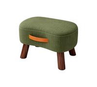 SFJATTA Banc Ottoman rembourré Cloud - Banc de Bout de lit en Velours côtelé Doux avec poignée en Cuir Portable - Repose-Pieds aux Angles arrondis pour Chambre, Salon et entrée(Green)