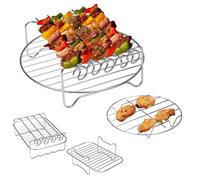 SFOIKVG Grille Barbecue Air Fryer Stainless Steel Holder BBQ Rack Double Round Versatile Layer Grill Baking Tray Replacement Barbecue Kitchen Tools pour Barbecue(02)