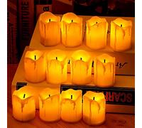 SFTYUFS Lot de 12 bougies votives LED sans flamme - Ampoule vacillante réaliste - Fonctionnement à piles - Halloween, citrouille, lanternes