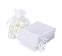 SGERUFZ Lot de 40 petits sacs cadeaux et petit sac en tissu pour bijoux, cadeaux, mariages, détails, bonbons (8 x 10 cm, 10 x 12 cm) (blanc)