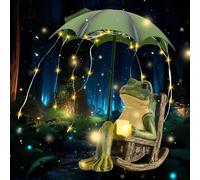 SGZIOO Grenouille décorative pour l'extérieur, solaire, décoration de jardin, grenouille avec guirlande lumineuse étanche, parapluie, statue amusante de grenouille, statue de jardin animale pour