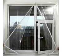Sh000ad Kit D'isolation de Fenêtre pour l'hiver,Film Transparent Isolant pour Porte et Fenêtre,avec Fermeture éclair,Protection Contre Le Froid Hivernal et Thermique,Largeur x Hauteur (140x220cm)