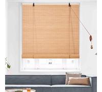 Sh000ad Store Enrouleur Rétro en Bambou,Store Venitien Bois,Rideau Occultant Fenetre,Protection Solaire,Tirage Latéral,pour Intérieur/Extérieur,Personnalisée,Largeur x Hauteur (110cm x 100cm)