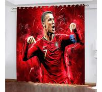 SHAARI Rideau 140x160cm Occultant - Star du Football 3D Impression Rideaux Salon d'enfants 2 Pièces Thermique Isolant Anti Froid Polyester Rideaux De Fenêtre pour Chambre Cuisine Décoration