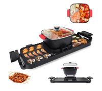 Shabu - Barbecue électrique 2 en 1 - 100 W + 2 200 W - Multifonction - En fonte d'aluminium - Anti-adhésif - Double contrôle