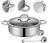 Shabu Hot Pot - Marmite Yin-Yang - Acier inoxydable 304 - 32 cm - Double cloison - Bouillon/soupe séparés