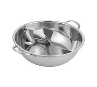 Shabu Shabu Casserole en acier inoxydable 28 x 7 cm avec couvercle en verre et deux poignées en acier inoxydable Hotpot avec séparateurs en acier inoxydable Casserole de canard mandarine Convient pour