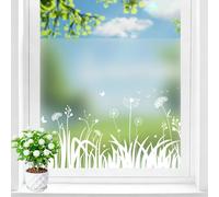 Shackcom Film Fenêtre Anti Regard de Motif Petite Herbe Protection Anti-UV & Intimité Découpable Film de Vitre Adhésif Statique sans Colle 90x200cm pour Salle de Bain Chambre Bureau Décoration- C020