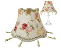 Shade de lampe victorienne, ombre à lampe vintage florale avec perle à gland, ombre de lampe victorienne de 12 pouces, Shape Board Boho Style Fringe Lampe pour la lampe de table E27, lampe vintage