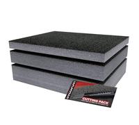 Shadow Foam Kit Petit Paquet gris 3 pièces | Inserts en mousse pour boîte à outils - Feuille de mousse 40 x 32 cm Lot mixte (30, 50 et 70 mm de profondeur) Boîte à outils Organisation DIY & Systèmes