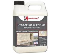 SHAFFER Pro Hydrofuge Oléofuge Professionnel - Imperméabilisant Travertin, Pierre Naturelle, Façade, Carrelage Extérieur Terrasse, Dalle, Produit Sol Anti-Mousse - 5L - Made in France