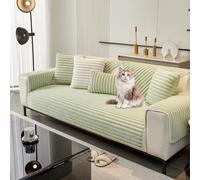 SHAIYOU Housses de Canapé Lavables Universelles pour 1 2 3 Places - Housse Anti-Glissante en Doudou et Velours pour Canapé d'angle, Canapé Modulable (Vert,70 * 90cm)