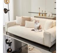 SHAIYOU Housses de Canapé Lavables Universelles pour 1 2 3 Places - Housse Anti-Glissante en Doudou et Velours pour Canapé d'angle, Canapé Modulable (Beige,70 * 150cm)
