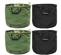 SHAIYOU Sacs De Jardin,Sacs à Déchets De Jardin Imperméables Toile Militaire avec Poignées Sacs Résistants Réutilisables Stable Pliable De Jardin (2 Pack,Black and Green)