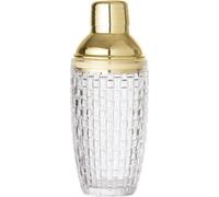 Shaker à cocktail en acier inoxydable avec finition dorée et verre transparent - Style rétro, 8,5 x 8,5 x 22 cm