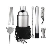 Shaker à cocktail en acier inoxydable, kit d'outils de barman, requin à martini, ensemble de centre commercial à clics avec sac de rangement, 6 pièces, 7 pièces, 10 pièces 6pcs