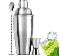 Shaker à cocktail Zulay en acier inoxydable, 680 ml, shaker à cocktails avec passoire intégrée, verre doseur double face et pilon combiné, cuillère mélangeuse