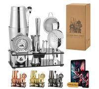 Shaker à cocktails - 16 pièces - Inox - Argent - Pour bar et soirée