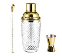 Shaker à Cocktails, 400ml Shaker en Verre et INOX Shaker à Cocktails, Shaker à Cocktail 400ml Professionnel Kit, 3 Pcs Shaker Cocktail Set, Cocktail Kit Barman, Gin Mojito Kit Cadeau Femme Homme, Or