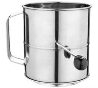 Shaker à farine à manivelle manuel - Tamis pour sucre glace et cacao - Passoire anticorrosion pour dépoussiérer la pâtisserie - Outil de cuisson ergonomique - 14,8 x 11,6 x 15,6 cm (8 tasses)