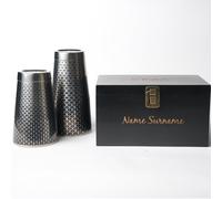 Shaker Boston acier inoxydable - Set de 2 - 828 ml et 424 ml - Motif noir - Coffret en bois