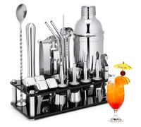 Shaker Cocktail Set en Acier Inoxydable de 23 Pièces Support en Acrylique-Cocktail Kit Complet-Professionnel kit pour Barman