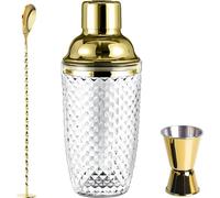Shaker en verre - 400 ml - Verre clair et doré