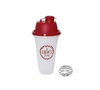 Shaker gradué pour pâte à crêpes en plastique translucide et rouge - -