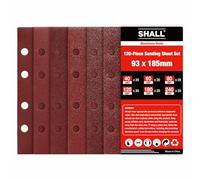 SHALL-120pcs feuilles abrasives rectangulaires, papier de verre pour ponceuse 93x185mm 8 trous tampons de ponçage à crochet et boucle, grains assortis 40/60/80/120/180/240