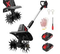 SHALL 21V Motoculteur électrique sans fil , livré avec 2 batteries et un chargeur. Largeur de travail : 22,8 cm x 16,8 cm. Idéal pour le travail du sol, de la pelouse et du jardin.